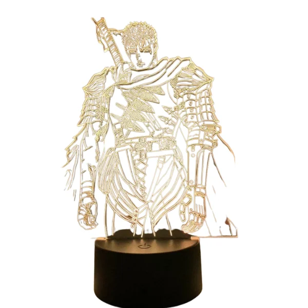 Figurine Guts, Berserk, Veilleuse LED 3D Anime pour chambre à coucher